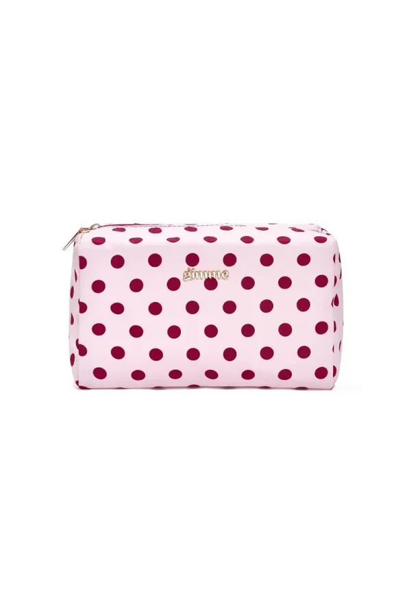 Toilettas groot roze/bordeaux stip