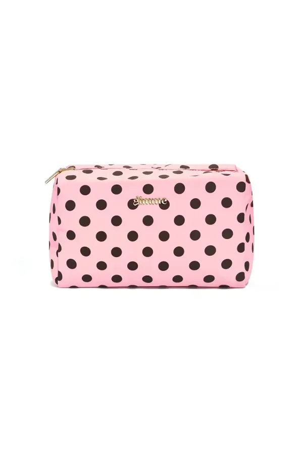 Toilettas groot roze/bruin stip