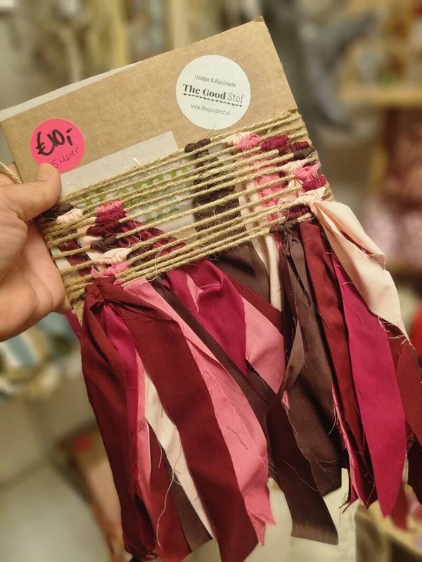 Geknoopte slinger bordeaux/framboos/fuchsia/bruin/lichtroze