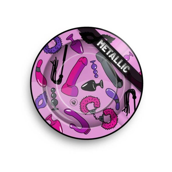 Metal Ashtray with Sex Toy Pattern, metallic (⌀135 mm)