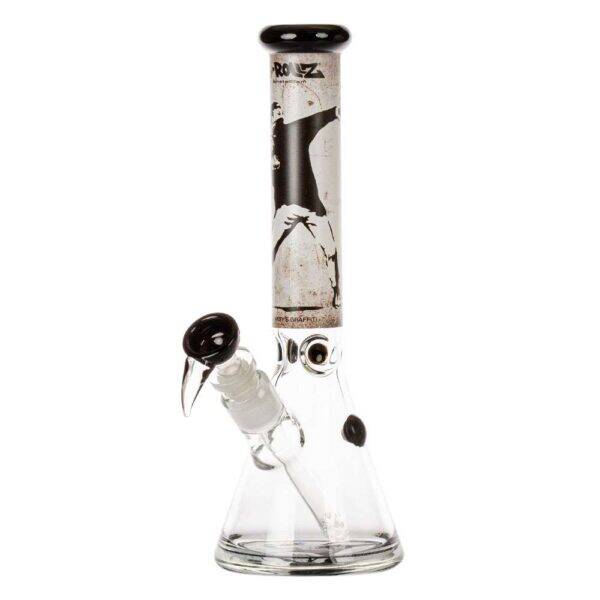 G-Rollz | graffiti Flower Thrower  Beaker Bong Wit H:29cm – Ø:40mm – SG:18.8mm