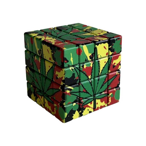 Aluminium Magic Square Grinder 4 parts - Weed Leaf