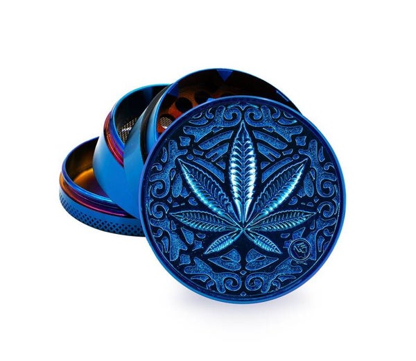 Metal Grinder Icy Blue Trance Leaf (⌀50 mm / 4-parts)