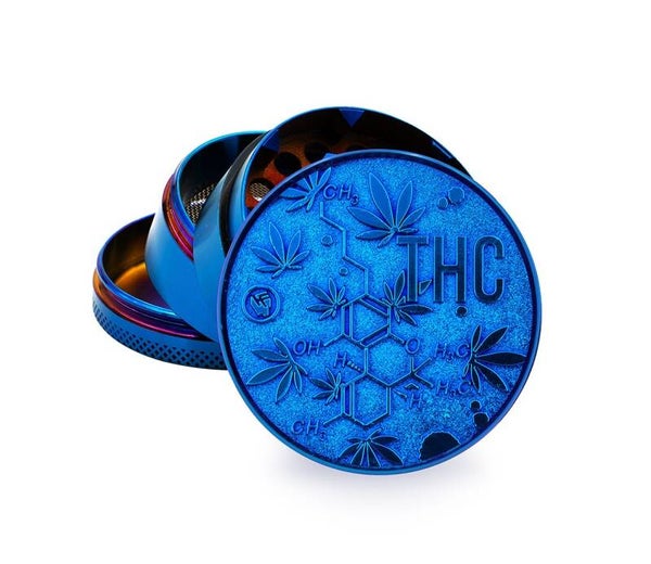 Metal Grinder Icy Blue THC Molecule (⌀50 mm / 4-parts)