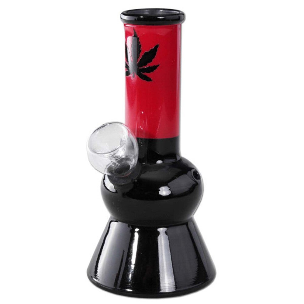 Black Glass Bong with Leaf 13,5cm