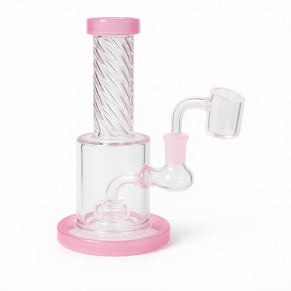 Glass Oil Bong Twist Pink - 23cm