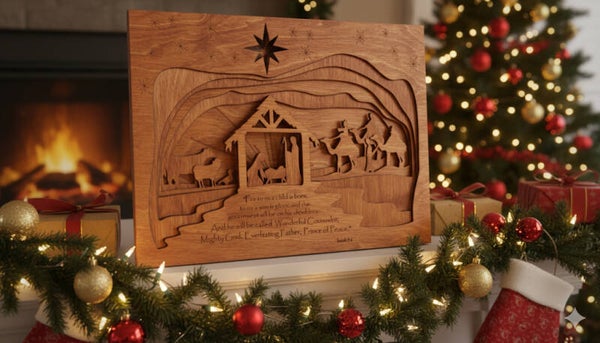 Layered Nativity Scene with Scripture