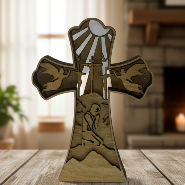 The Calvary Scene Multi-Layered Wooden Cross