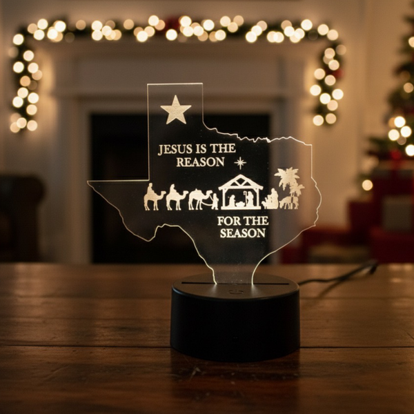 Texas Christmas Spirit: "Jesus is the Reason for the Season" LED Light