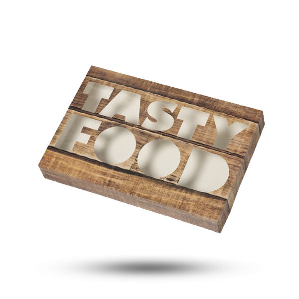 Cateringdoos, Tastyfood, karton + PP, 357x247x80mm, bruin
