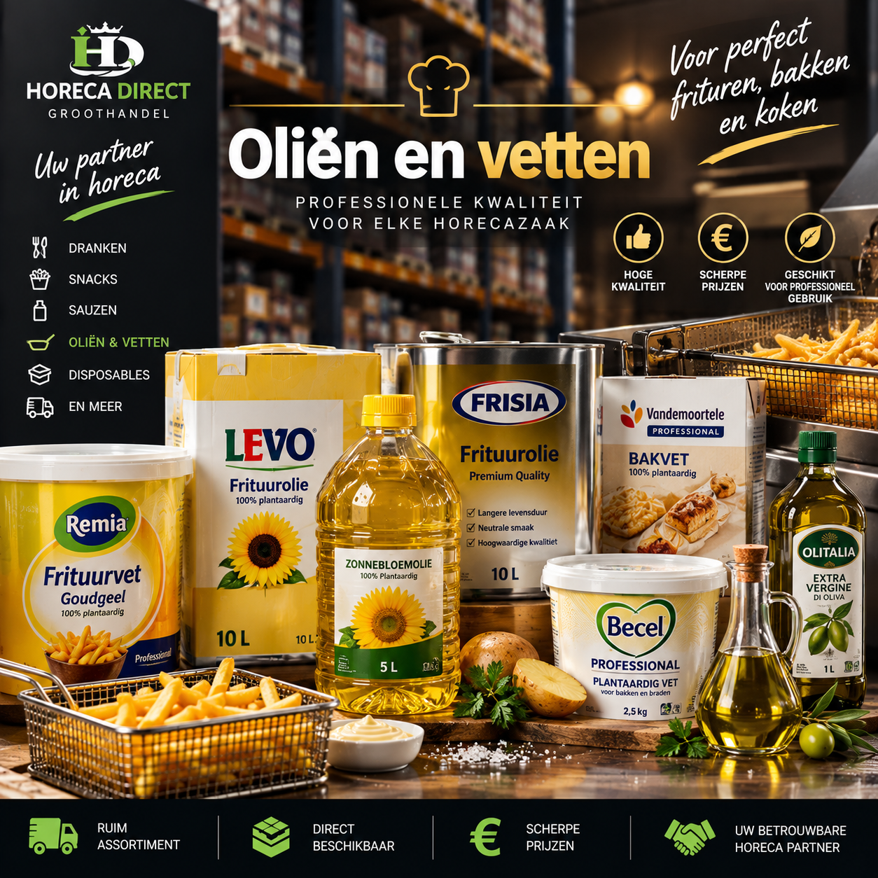 Oliën en frituurvetten voor de horeca