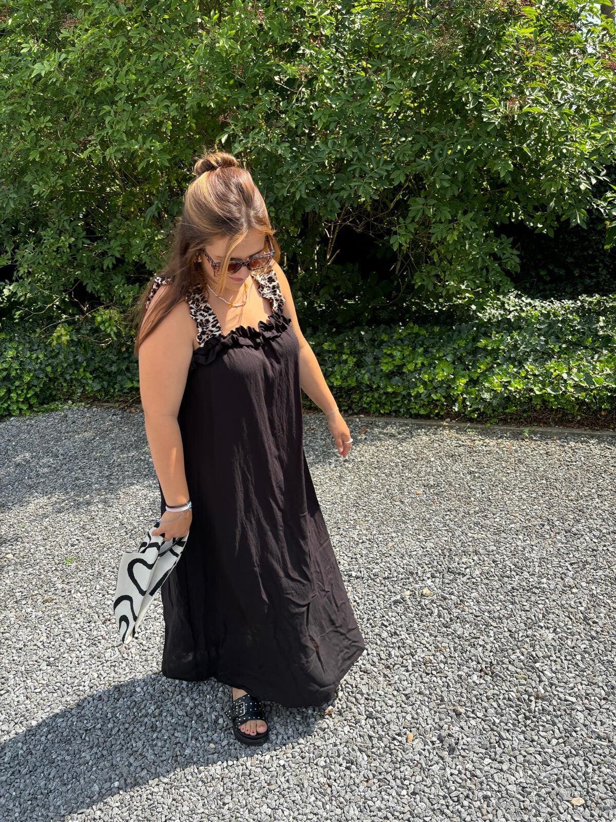 Kleedje tijgerprint mouwen zwart