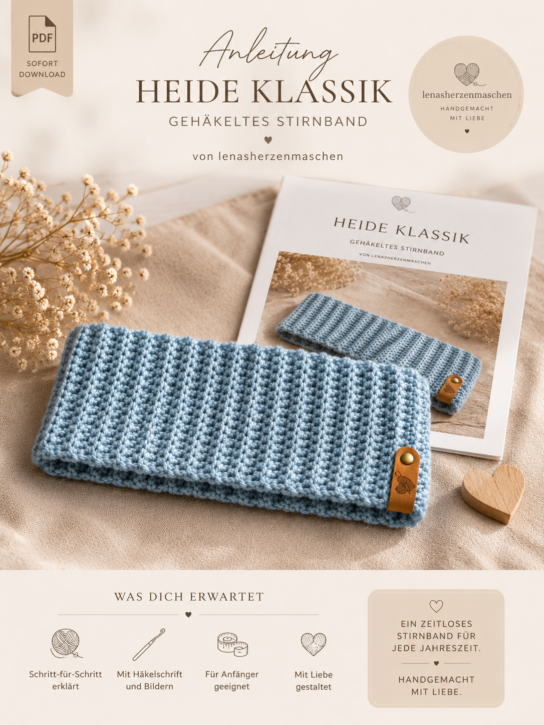 Anleitung Stirnband Heide Klassik