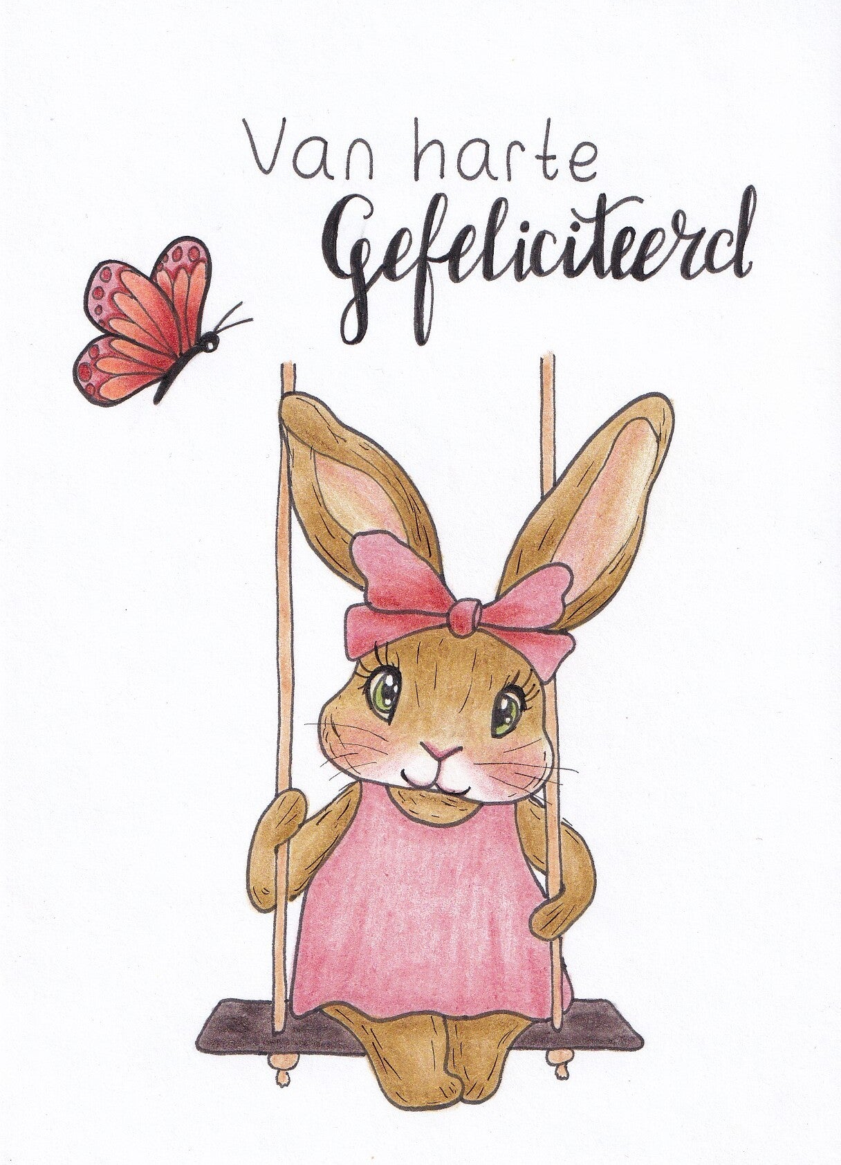 Kaart Fiederelsje- Gefeliciteerd konijn