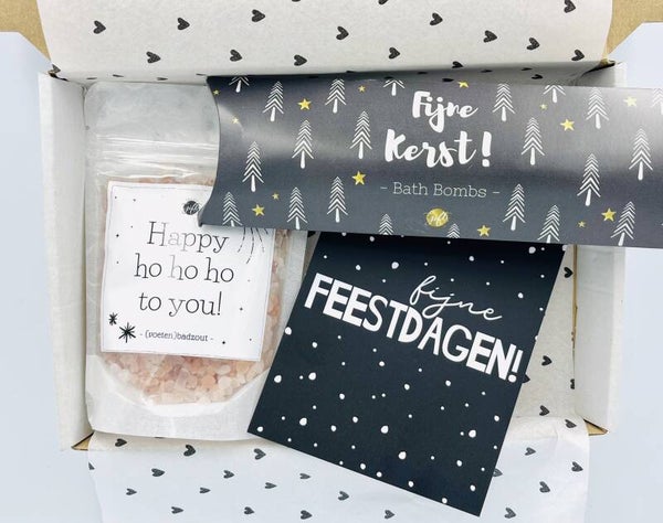 Kerstkadootje | Bath bombs fijne kerst | Badzout kerst | Kaart fijne feestdagen