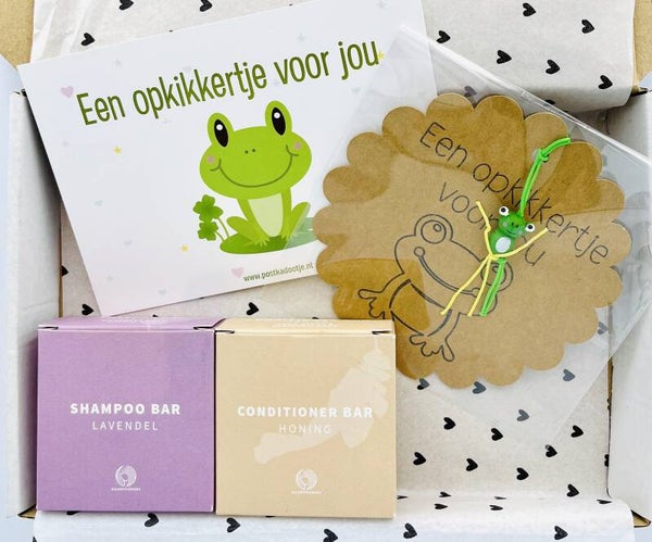 Postkadootje Bars | Shampoo bar lavendel | Conditioner bar honing | Een opkikkertje voor jou gelukje | Kaartje naar keuze