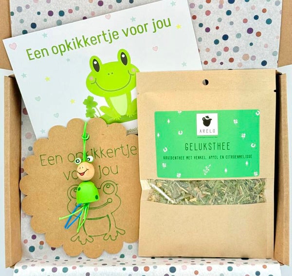 Postkadootje Geluk | Geluksthee | Opkikkergelukje | Kaartje naar keuze