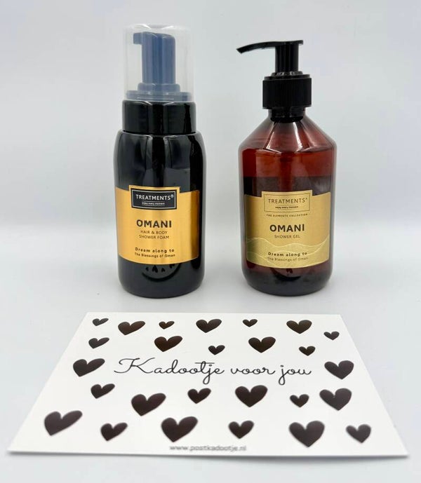 Postkadootje Relax | Treatments Shower gel | Hair en body shower foam | Kaartje naar keuze
