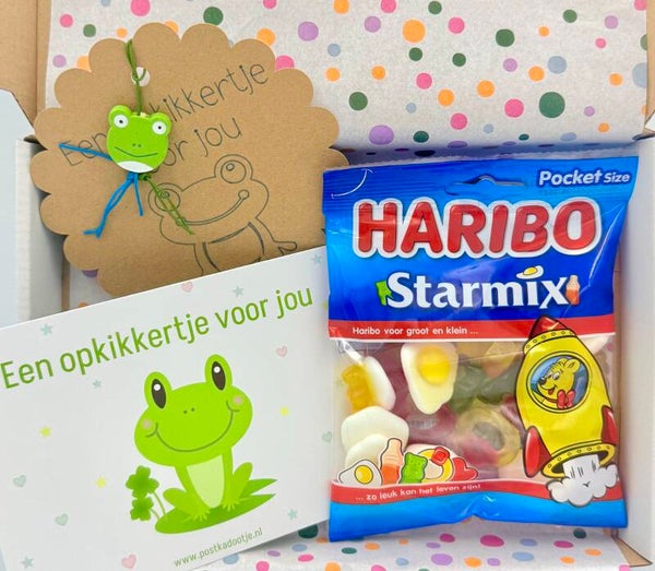 Postkadootje Star | Haribo starmix snoepjes | Opkikkertje voor jou gelukje | Kaartje naar keuze