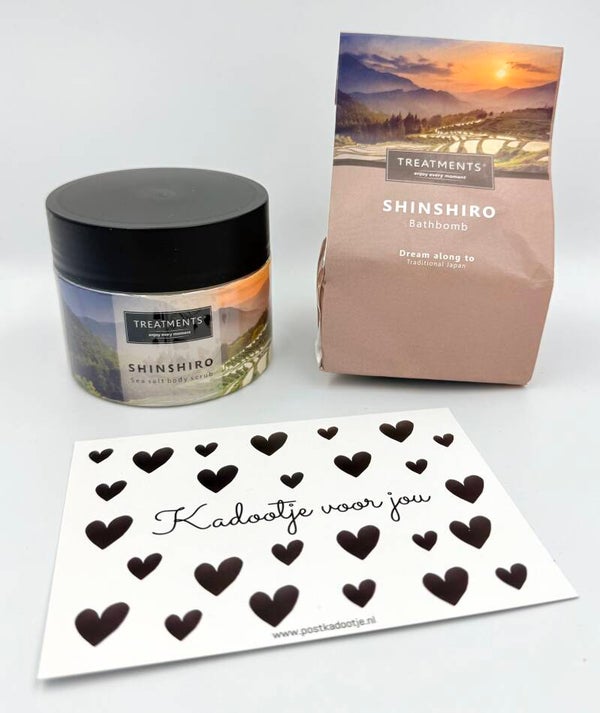 Postkadootje Treatments | Bathbomb | Sea salt body scrub | Kaartje naar keuze