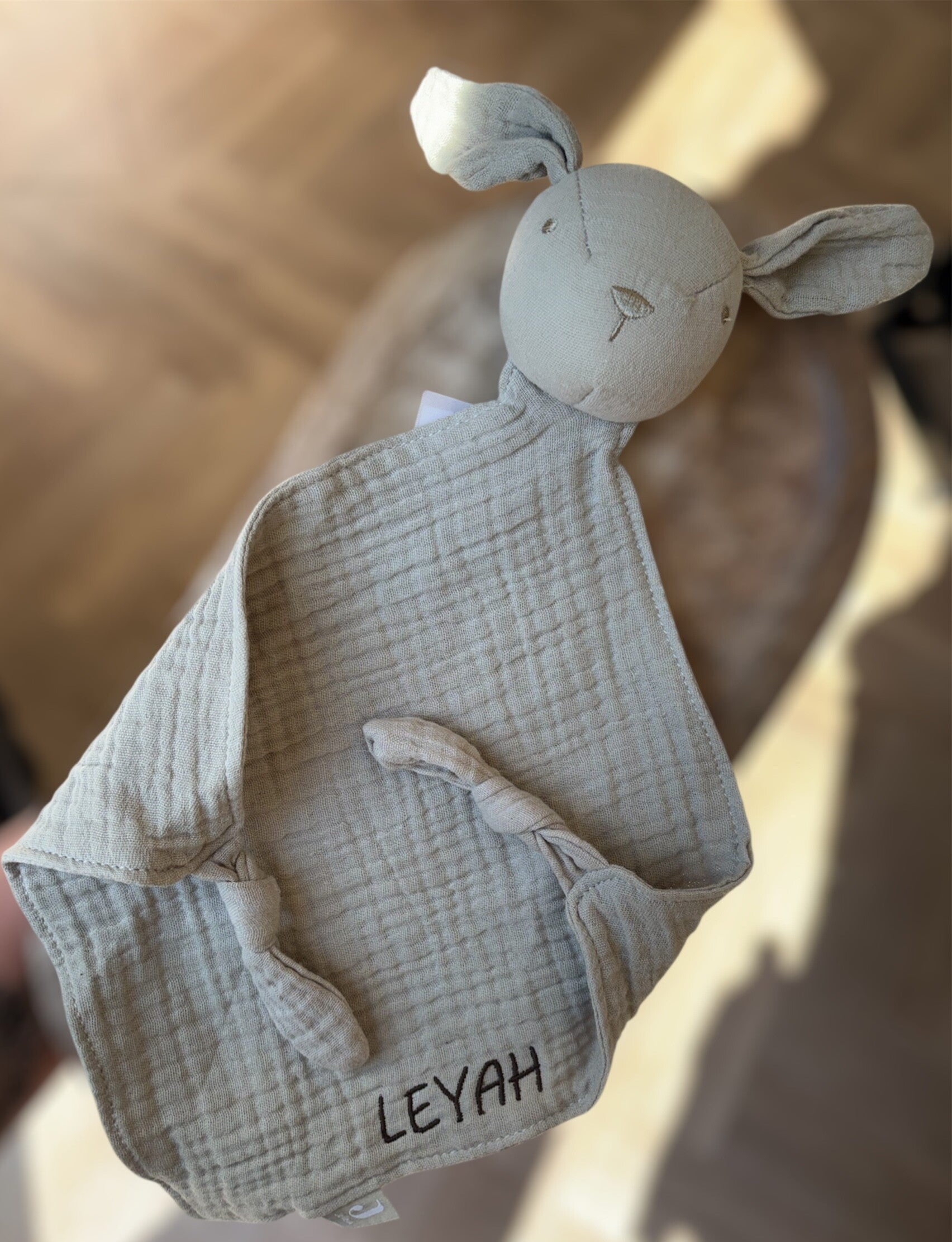 Gepersonaliseerd Jollein Speendoekje Bunny  Olive Green Muslin