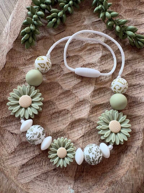 Peuterketting Siliconen – Sage Botanical Daisy