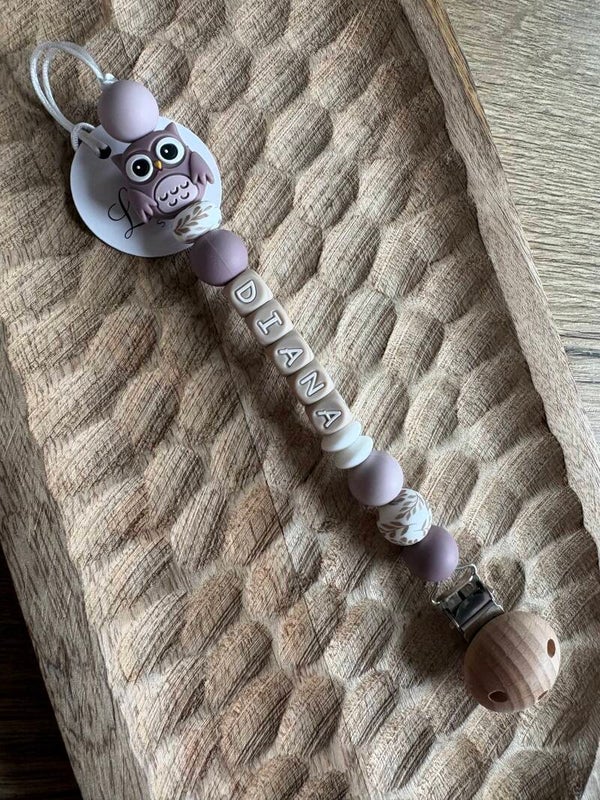 Speenkoord met naam | Lila Uiltje |Diana