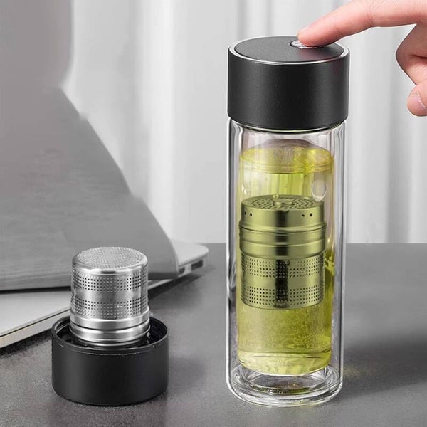 Bouteille de thé en verre à double paroi