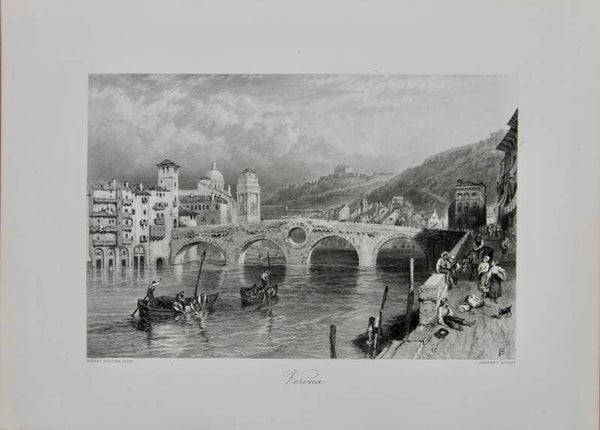 19th century steel engraved print “Verona”
