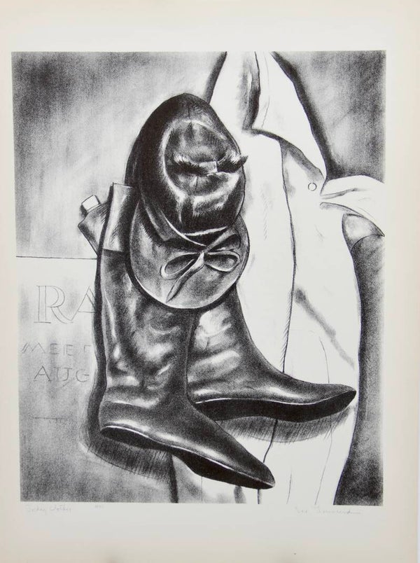 Mid century American reproduction print titled “Jockey Clothes” by Lee Townsend