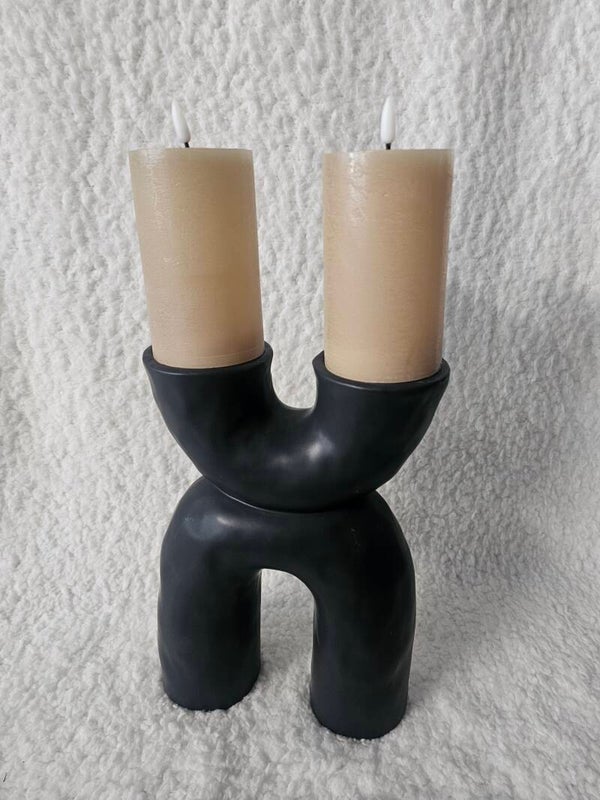 Kandelaar 2kops zwart