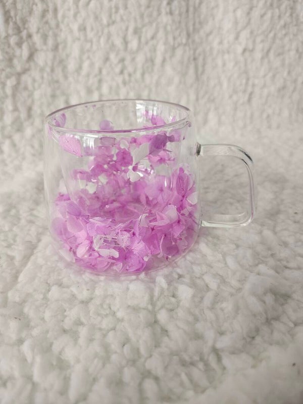 Koffiekop paars/lila bloem