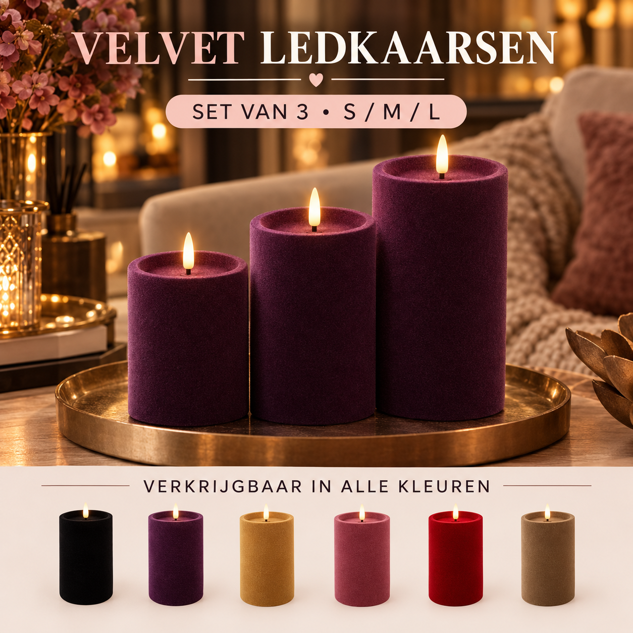 velvet led kaars