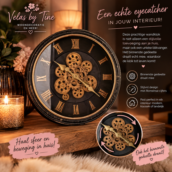 Klok zwart/goud