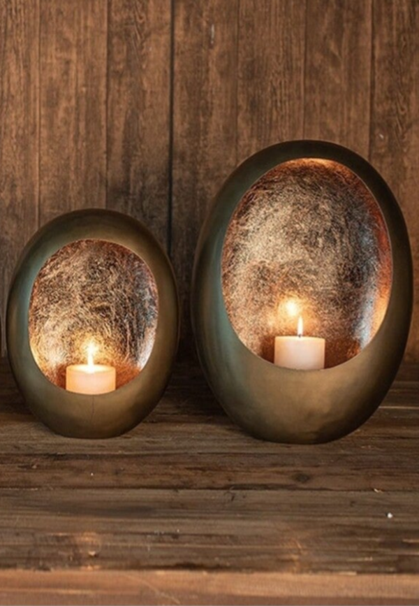 Egg kandelaar goud set