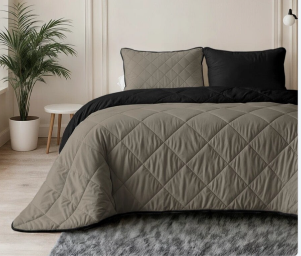 lazy dekbed taupe/zwart