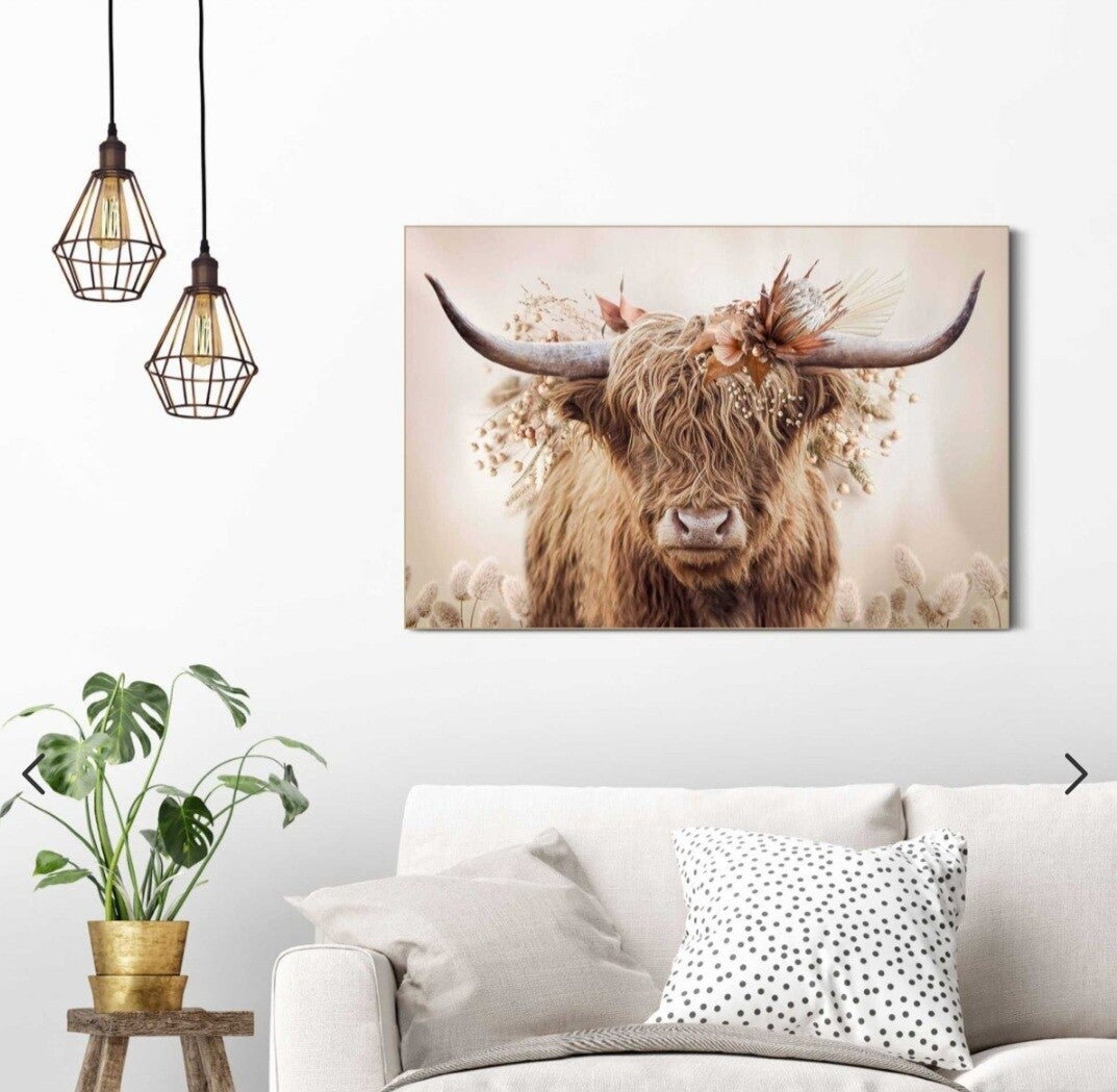 Schilderij Hooglander bruin