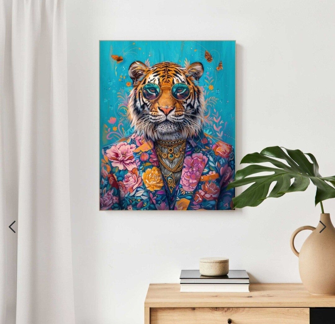 Schilderij Bloemen Tijger