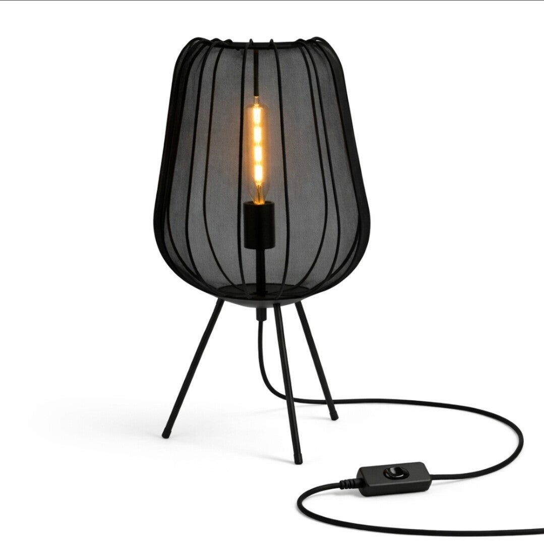 Light & Living tafellamp Plumeria zwart