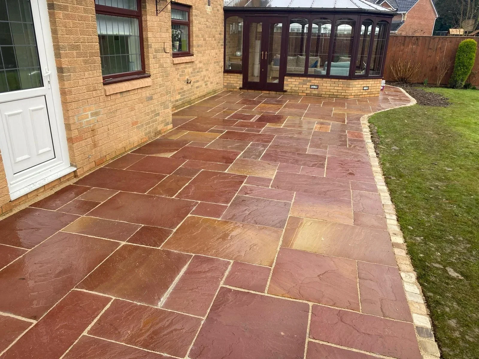 Indian sandstone patio installation in Chepstow