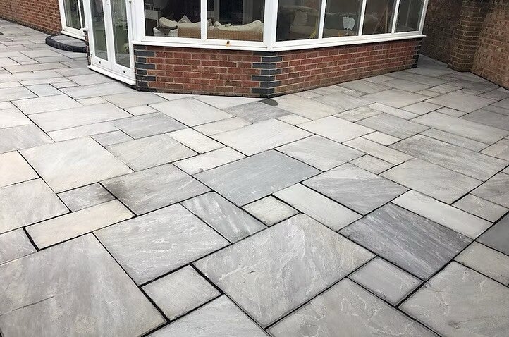 Indian sandstone patio paving installation in Chepstow