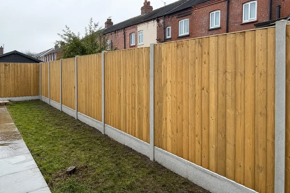Closeboard timber fencing with concrete posts and gravel boards installed in Chepstow⁠