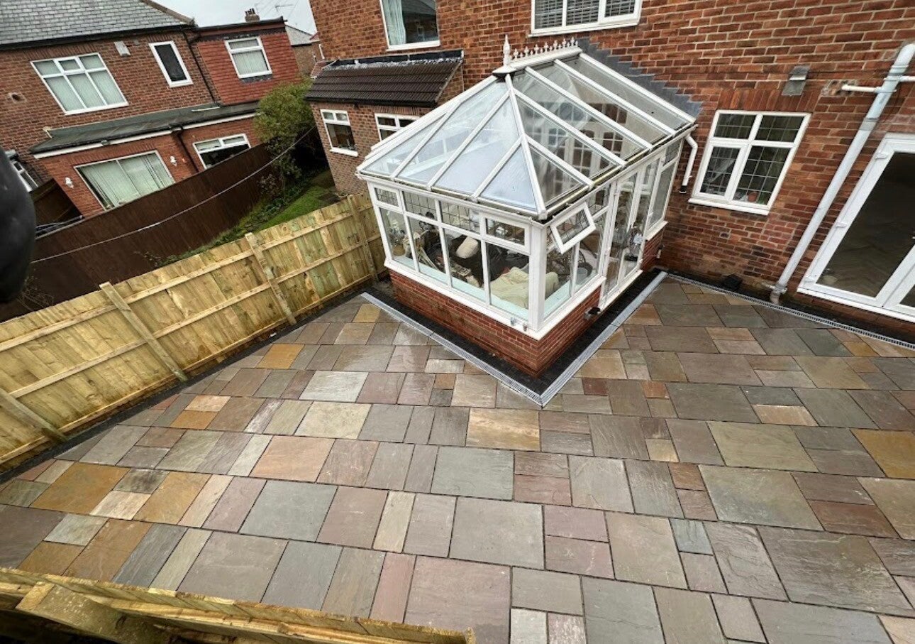 Professionally installed patio paving in Chepstow by Heritage Trees & Landscapes