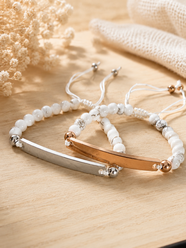 Armschmuck Howlith ( seltener Weißer Türkis )