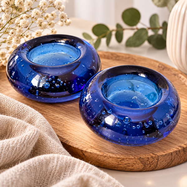 2er-Set Vintage Glas-Teelichthalte