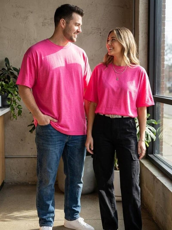 Knalliges Oversize-T-Shirt – Unisex Pink / Blau