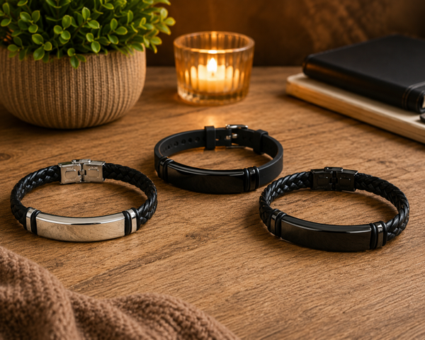 Unisex Leder / Silikon Armschmuck Edelstahl