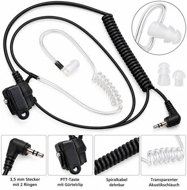 Retevis EAL101 Akustikschlauch-Ohrhörer (3,5 mm Klinke)