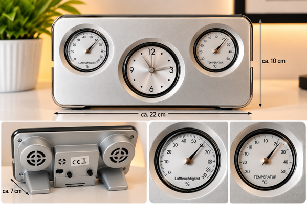 Design-Wetterstation mit Uhr, Temperatur
