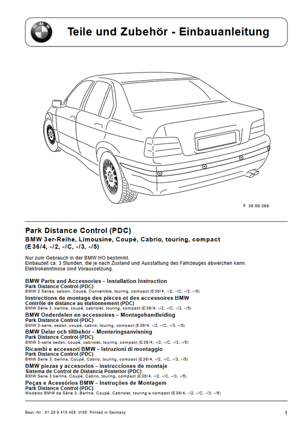 BMW E36 PDC Einbauanleitung